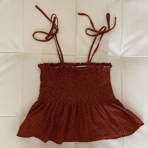 SHEIN orange with white polka dot peplum